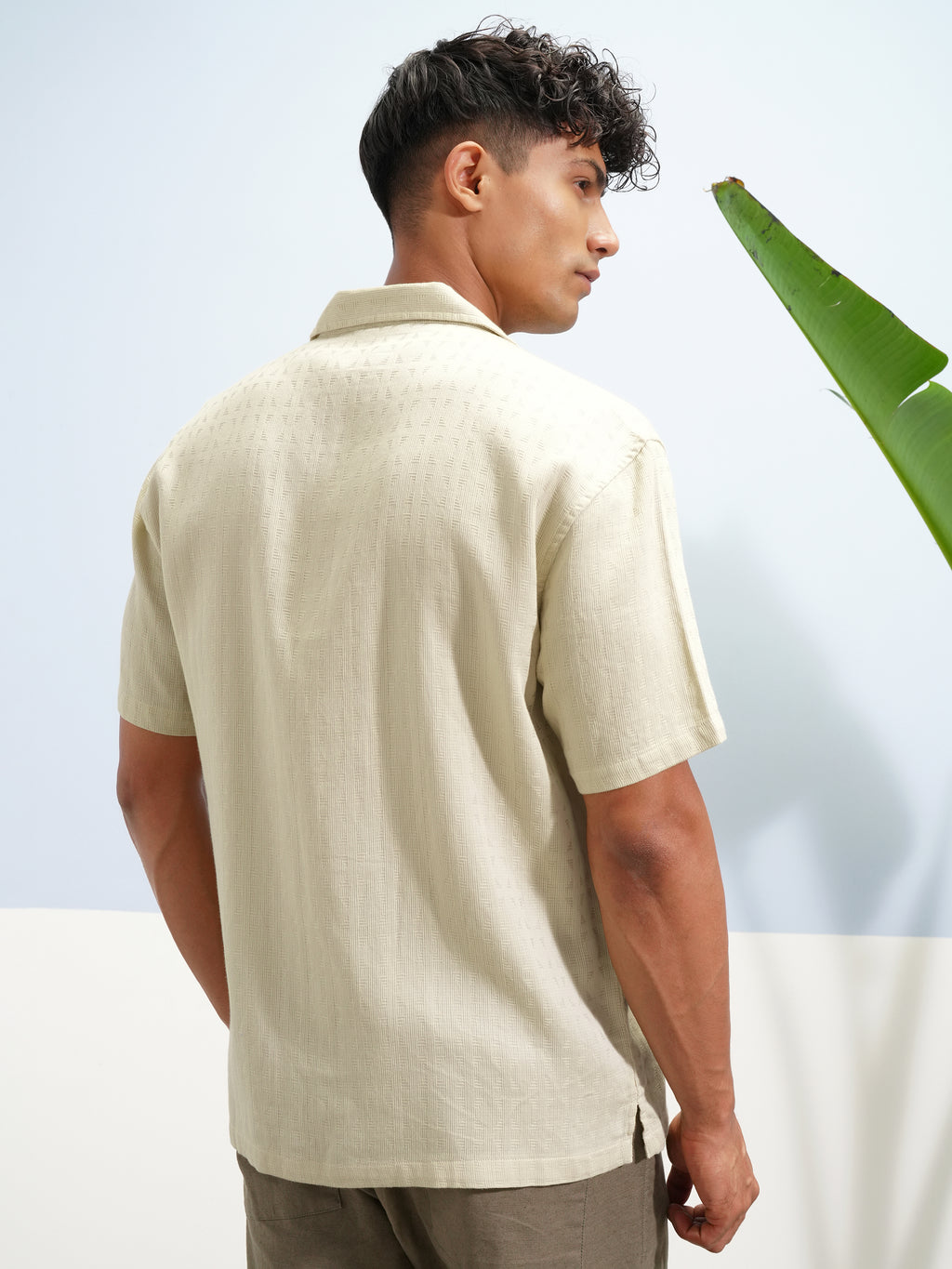 Highlander Men Beige Self Design Relaxed Fit Casual Shirt - Beige - Image 3