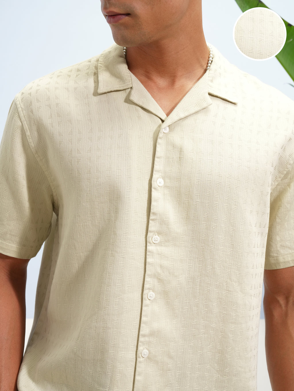 Highlander Men Beige Self Design Relaxed Fit Casual Shirt - Beige - Image 5