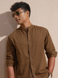 Highlander Men Brown Solid Relaxed Fit Casual Shirt - Brown - Image 1
