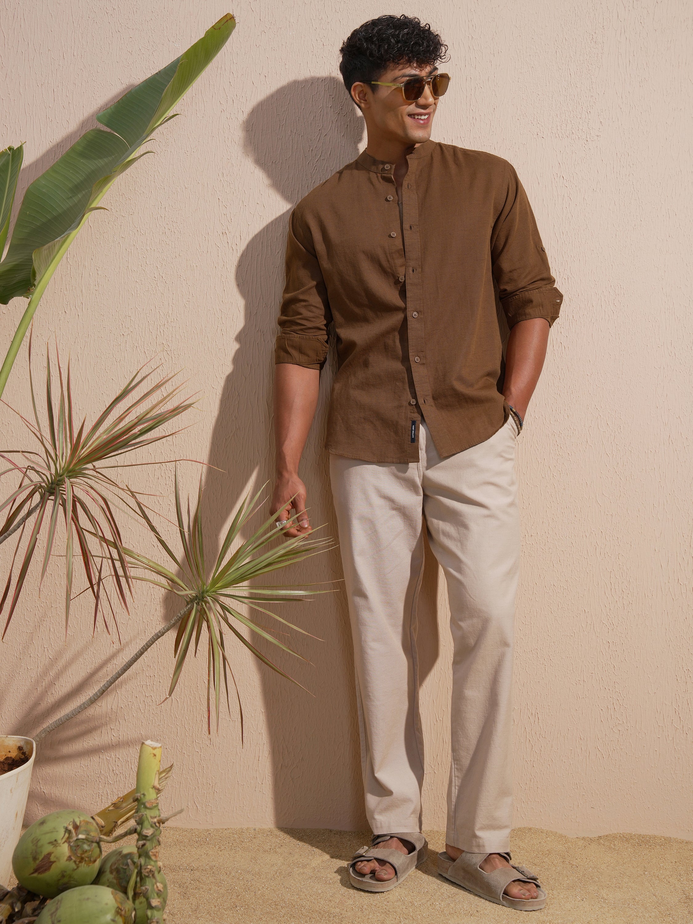 Highlander Men Brown Solid Relaxed Fit Casual Shirt - Brown - Image 2