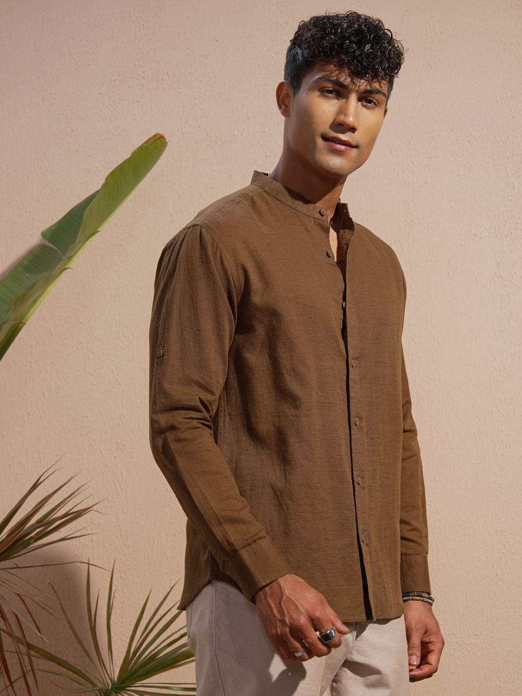 Highlander Men Brown Solid Relaxed Fit Casual Shirt - Brown - Image 6