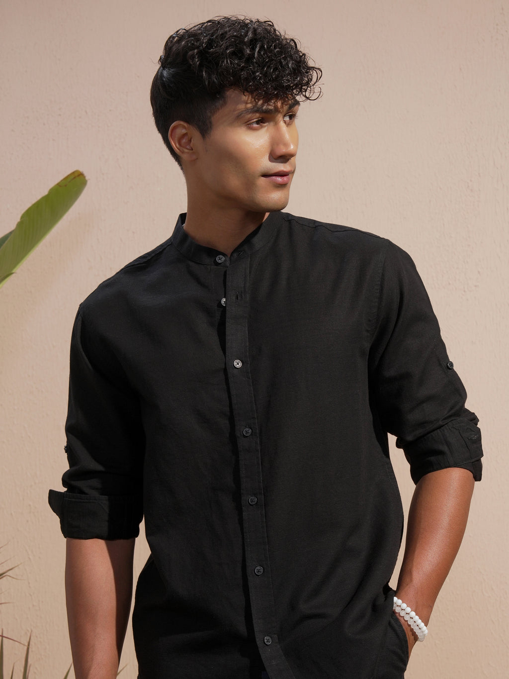 Highlander Men Black Solid Relaxed Fit Casual Shirt - Black - Image 1