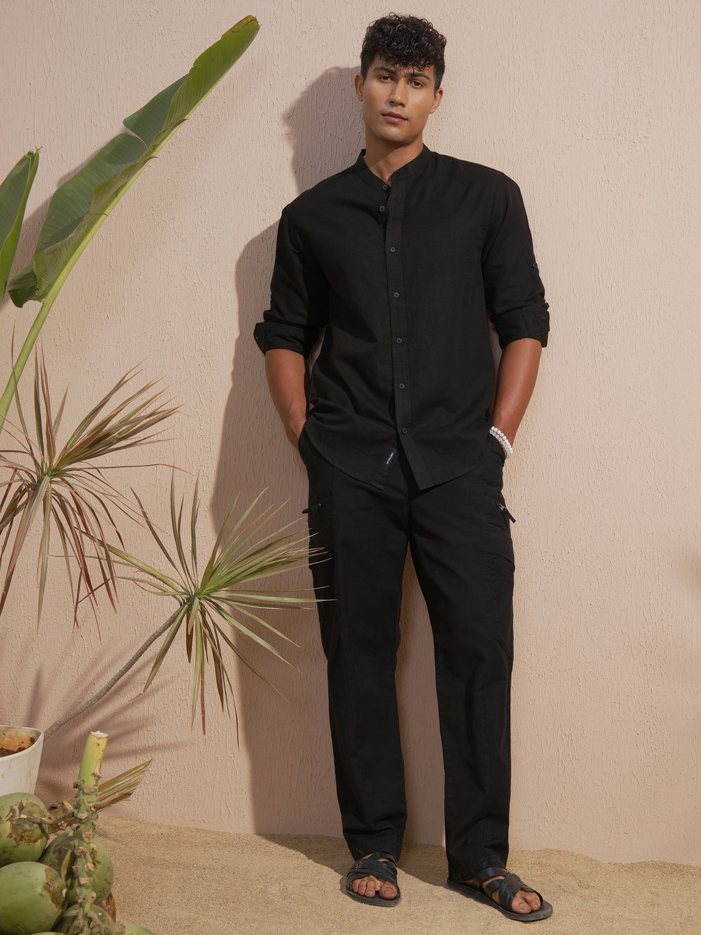 Highlander Men Black Solid Relaxed Fit Casual Shirt - Black - Image 2
