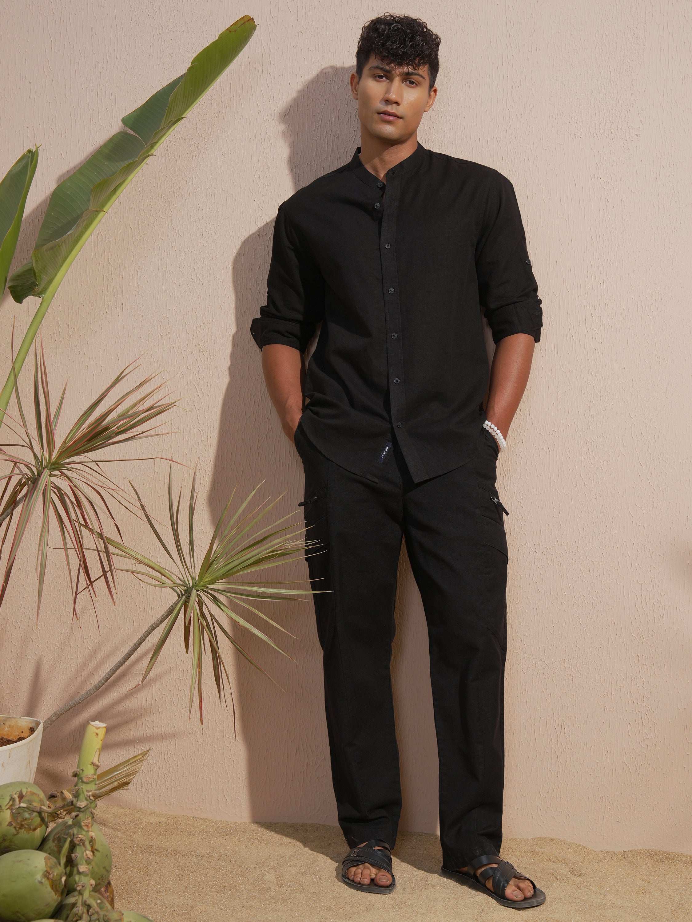 Highlander Men Black Solid Relaxed Fit Casual Shirt - Black - Image 2