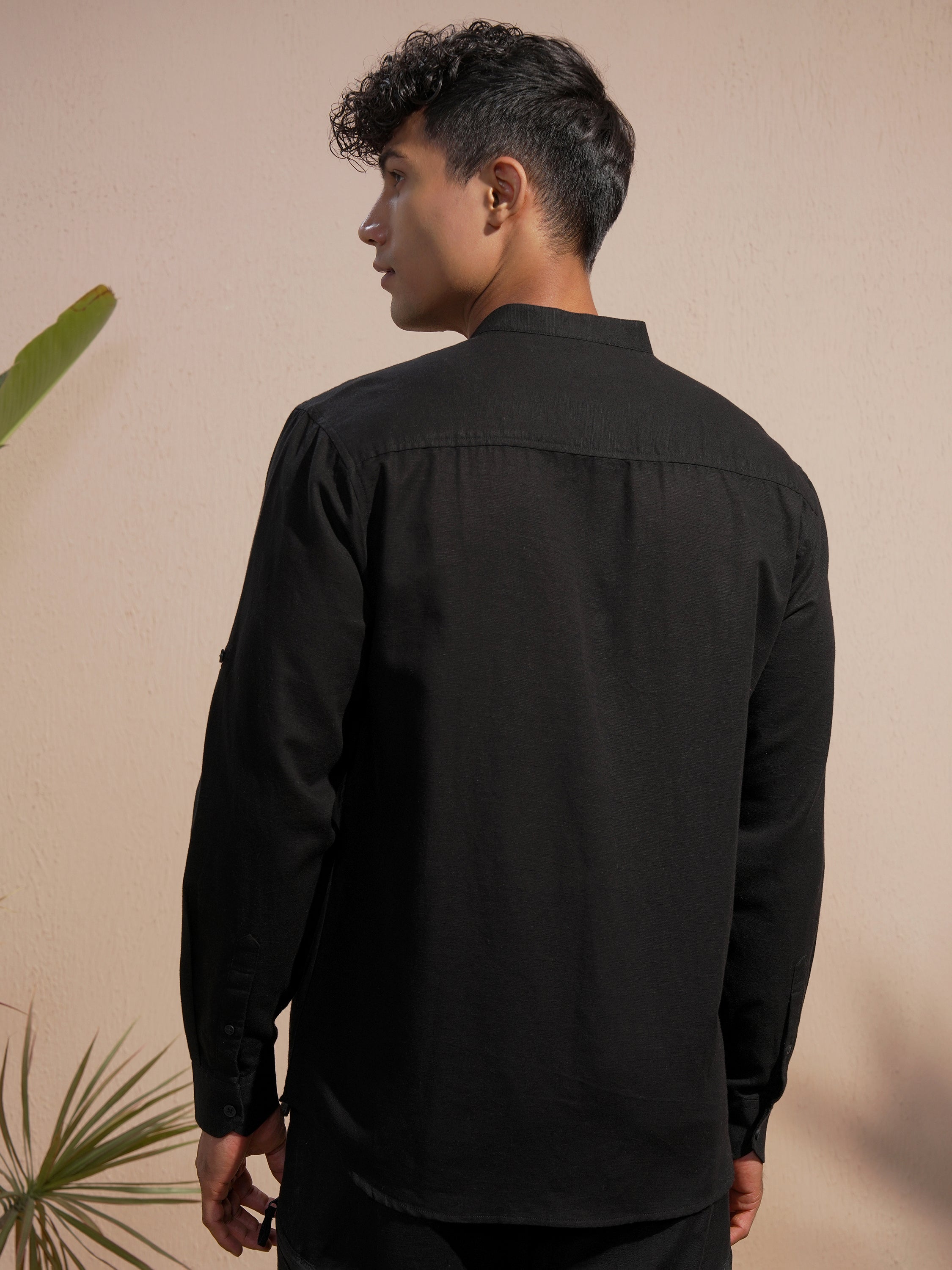 Highlander Men Black Solid Relaxed Fit Casual Shirt - Black - Image 3
