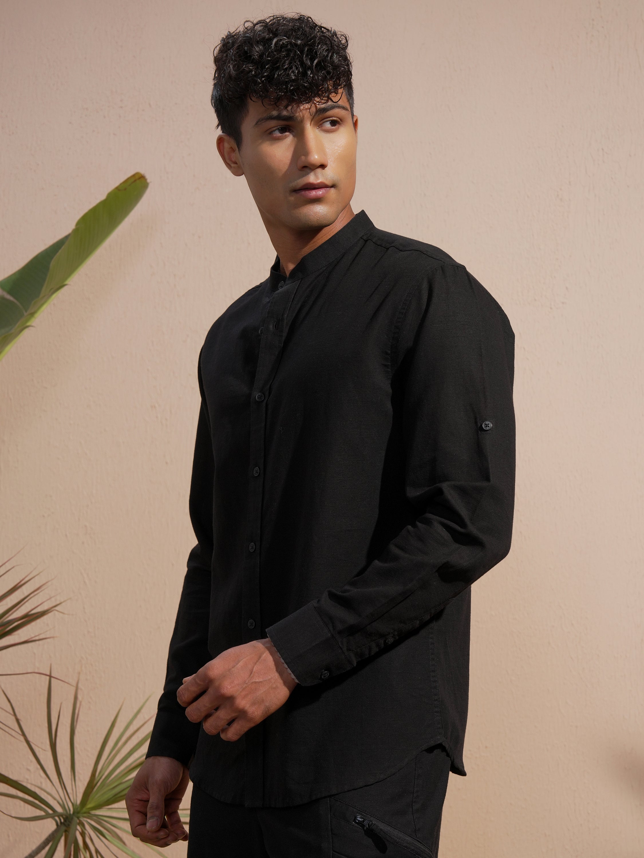Highlander Men Black Solid Relaxed Fit Casual Shirt - Black - Image 4