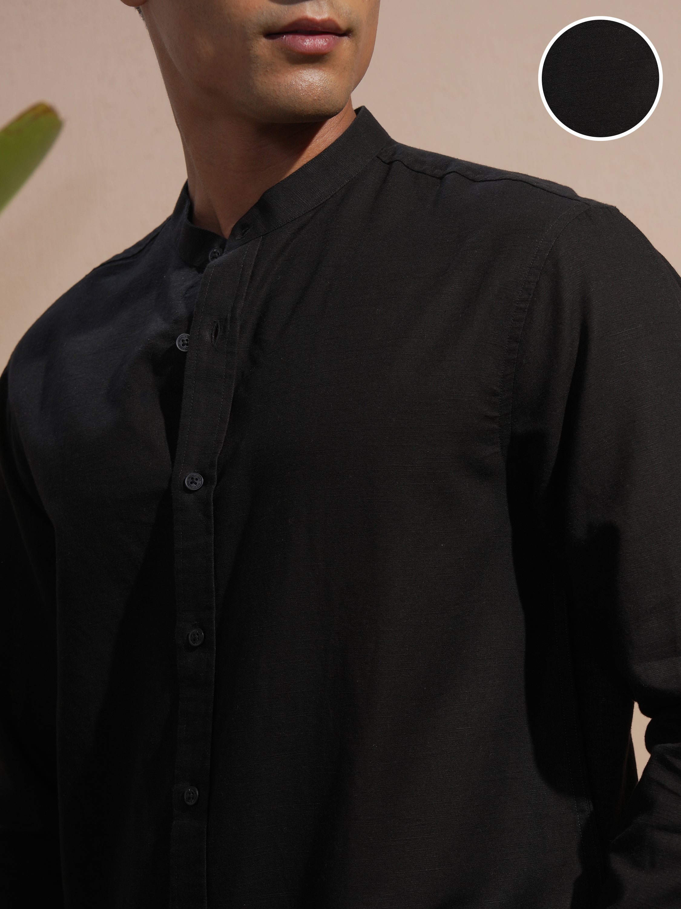 Highlander Men Black Solid Relaxed Fit Casual Shirt - Black - Image 5