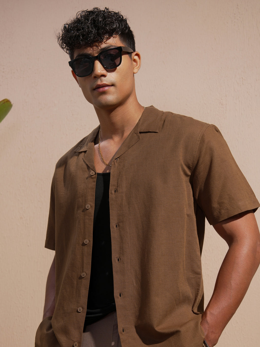 Highlander Men Brown Solid Relaxed Fit Casual Shirt - Brown - Image 1