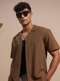 Highlander Men Brown Solid Relaxed Fit Casual Shirt - Brown - Image 1