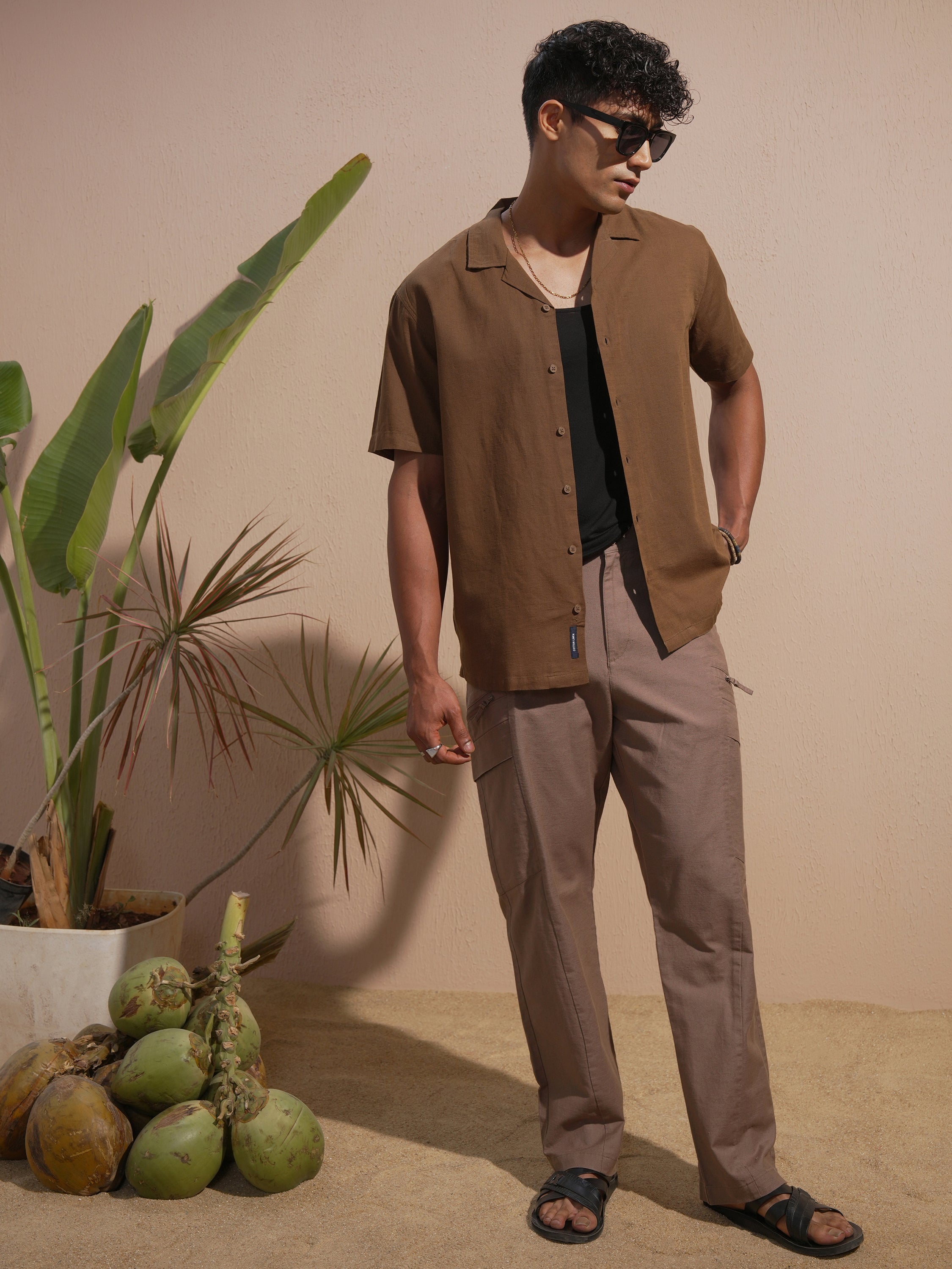 Highlander Men Brown Solid Relaxed Fit Casual Shirt - Brown - Image 2
