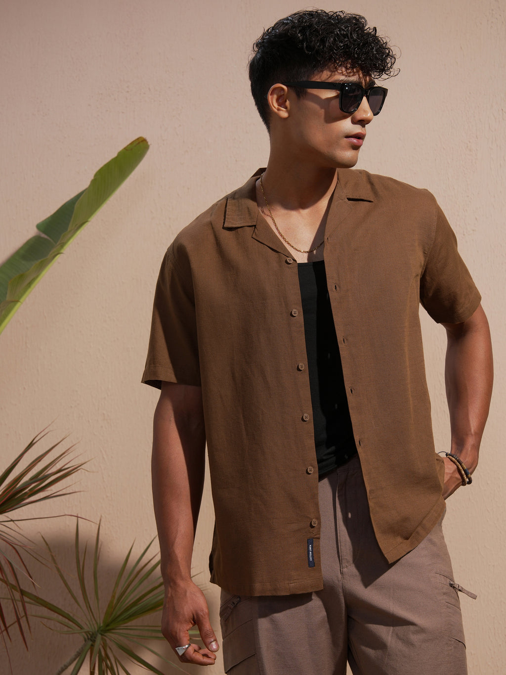 Highlander Men Brown Solid Relaxed Fit Casual Shirt - Brown - Image 4