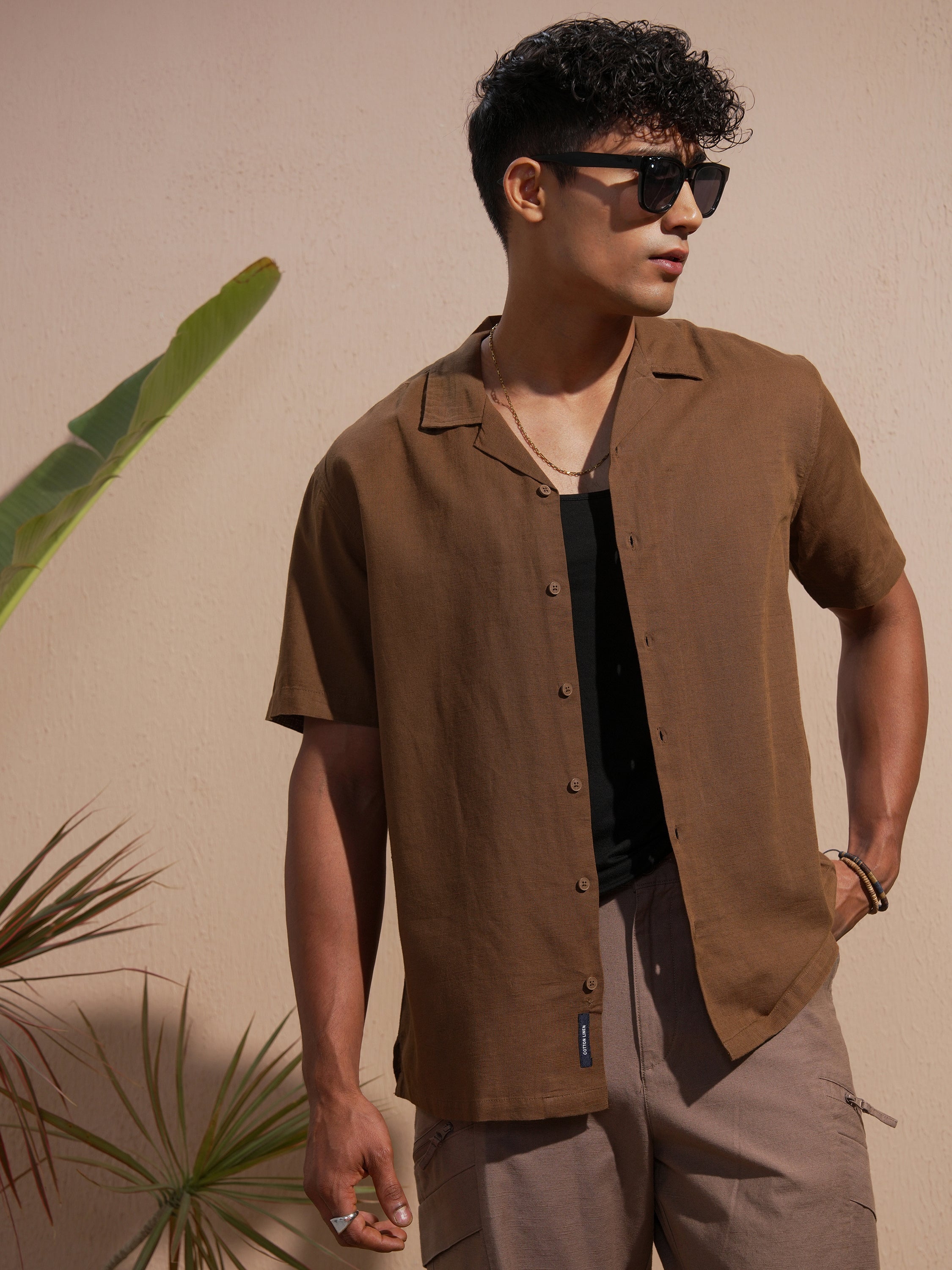 Highlander Men Brown Solid Relaxed Fit Casual Shirt - Brown - Image 4