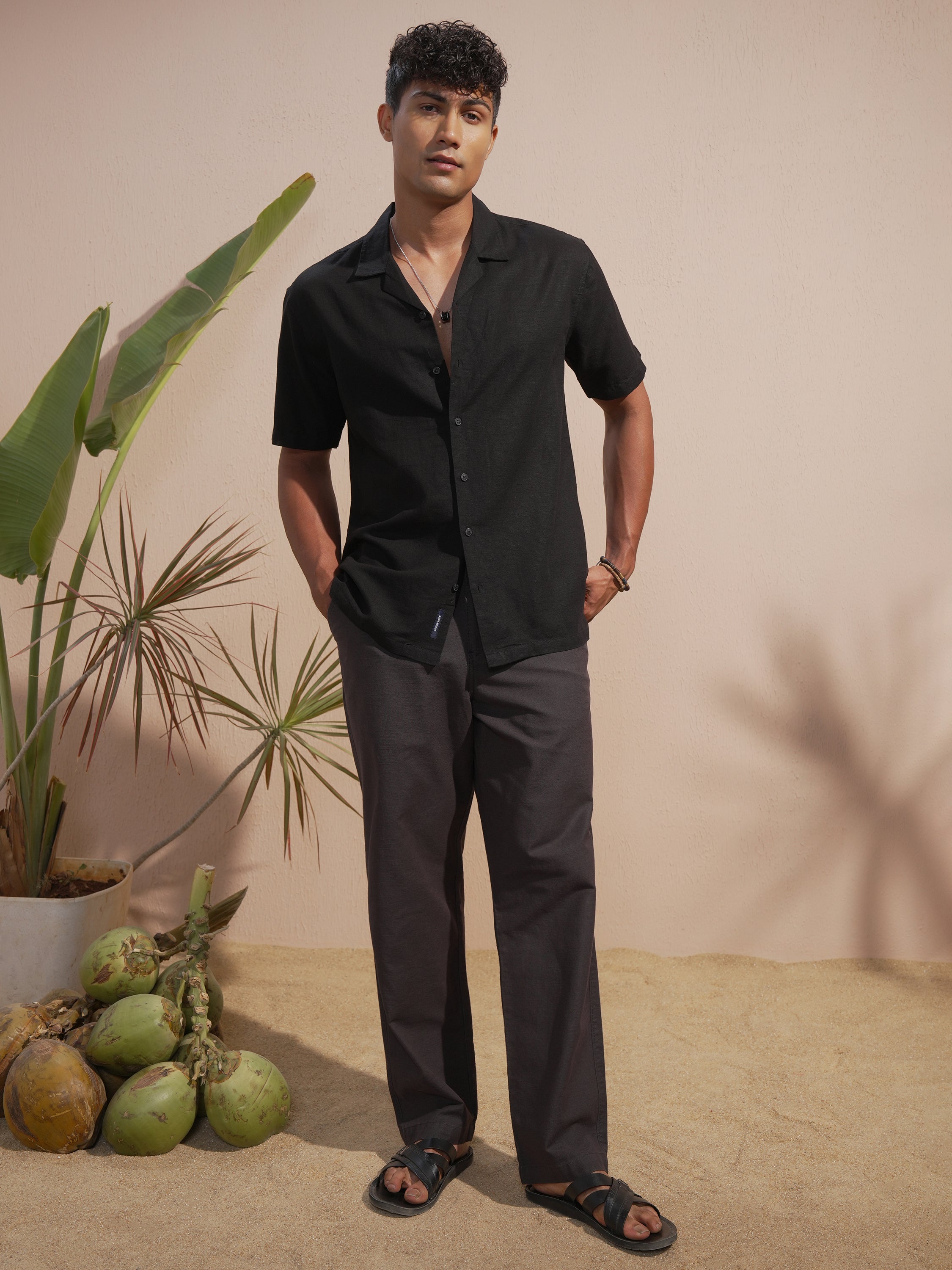 Highlander Men Black Solid Relaxed Fit Casual Shirt - Black - Image 2