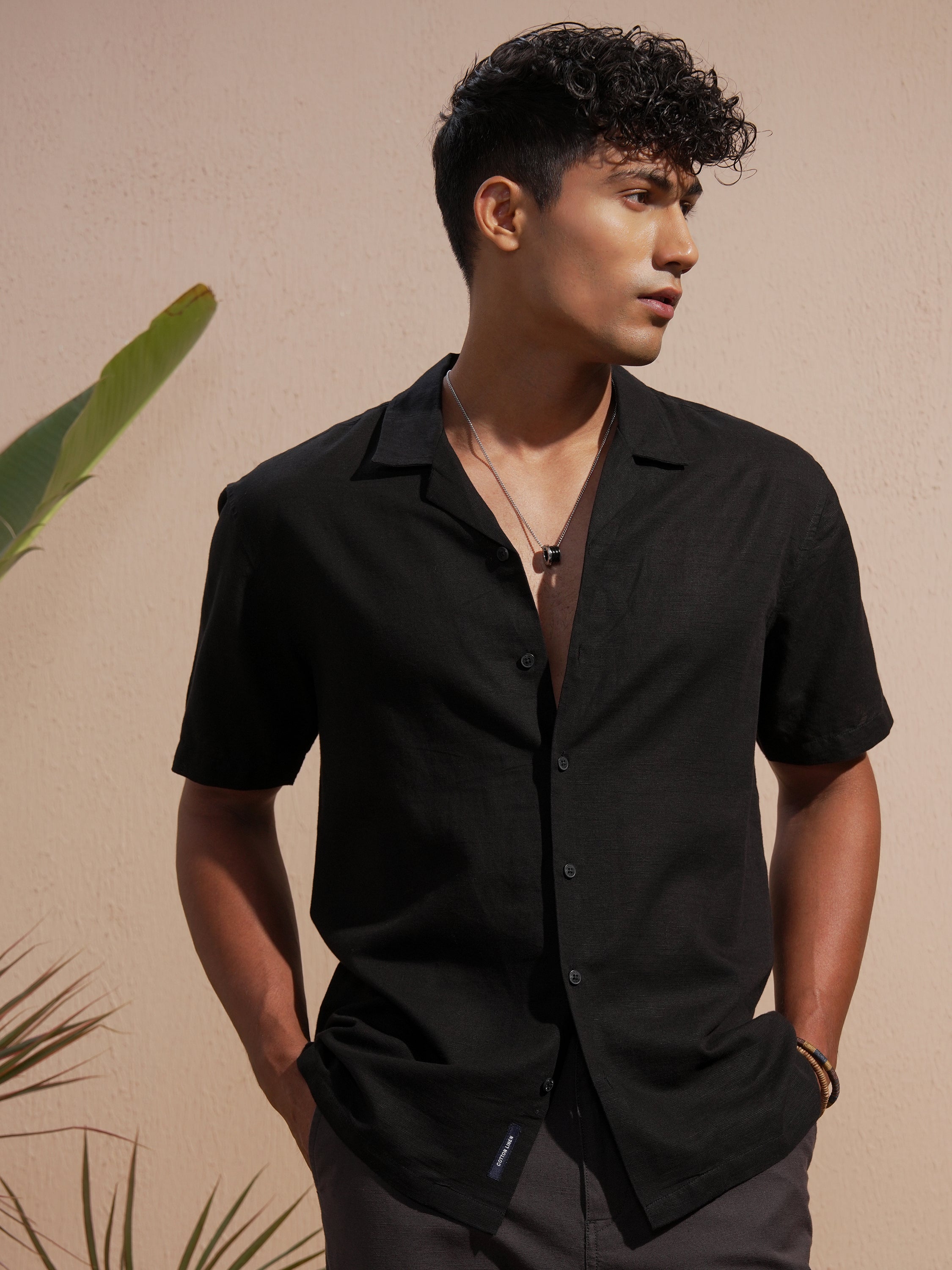 Highlander Men Black Solid Relaxed Fit Casual Shirt - Black - Image 4