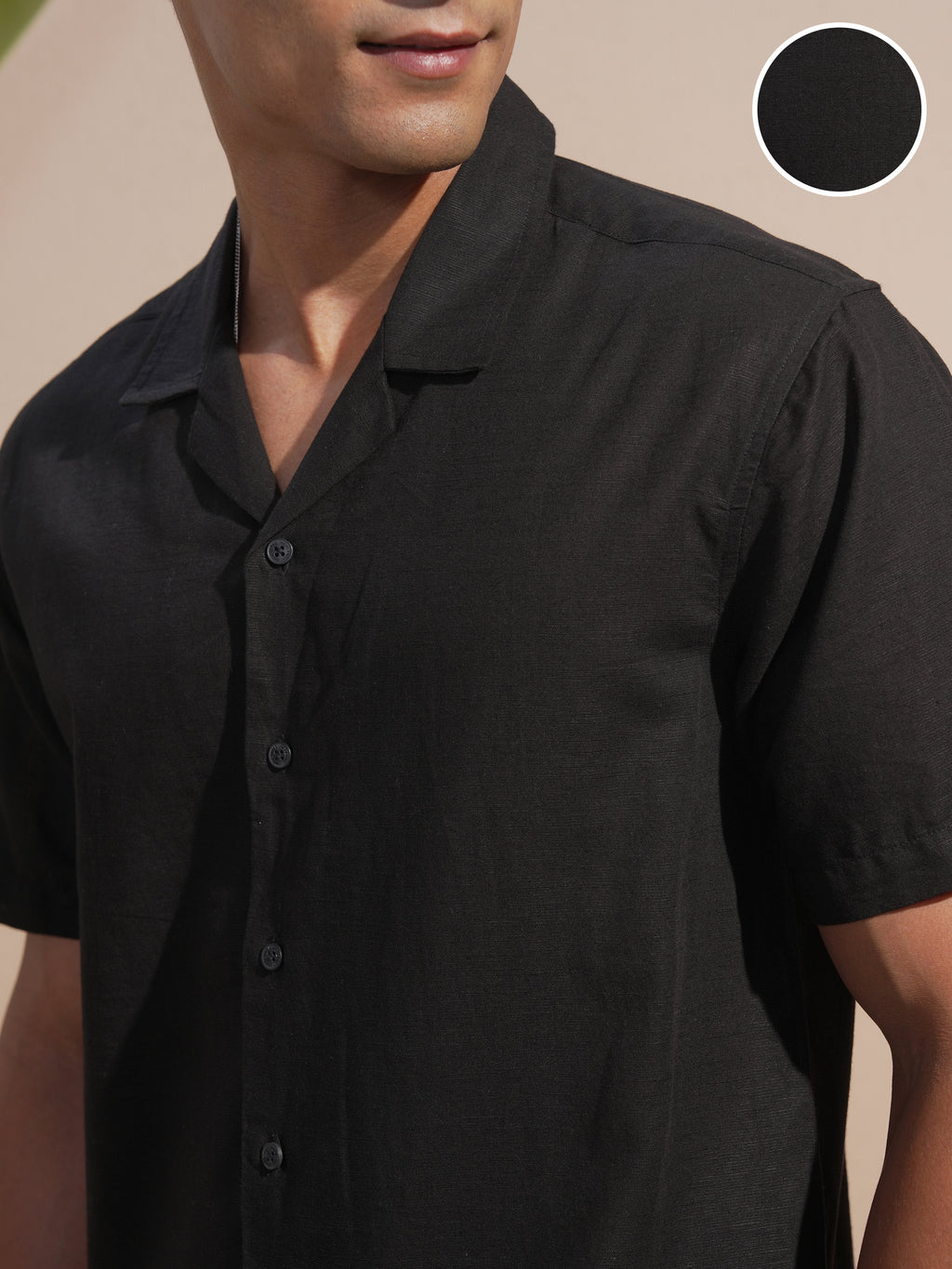 Highlander Men Black Solid Relaxed Fit Casual Shirt - Black - Image 5