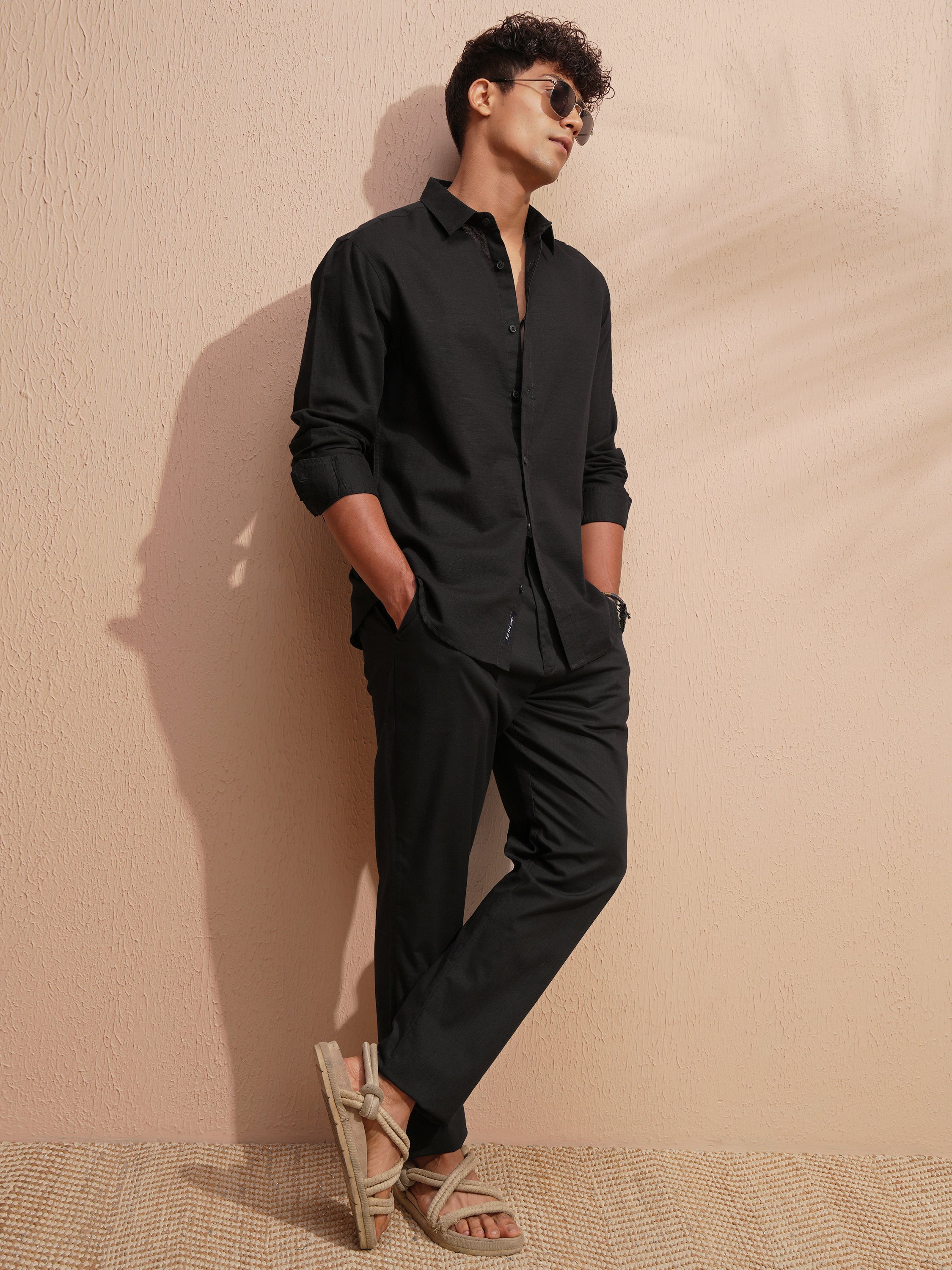 Highlander Men Black Self Design Relaxed Fit Casual Shirt - Black - Image 2