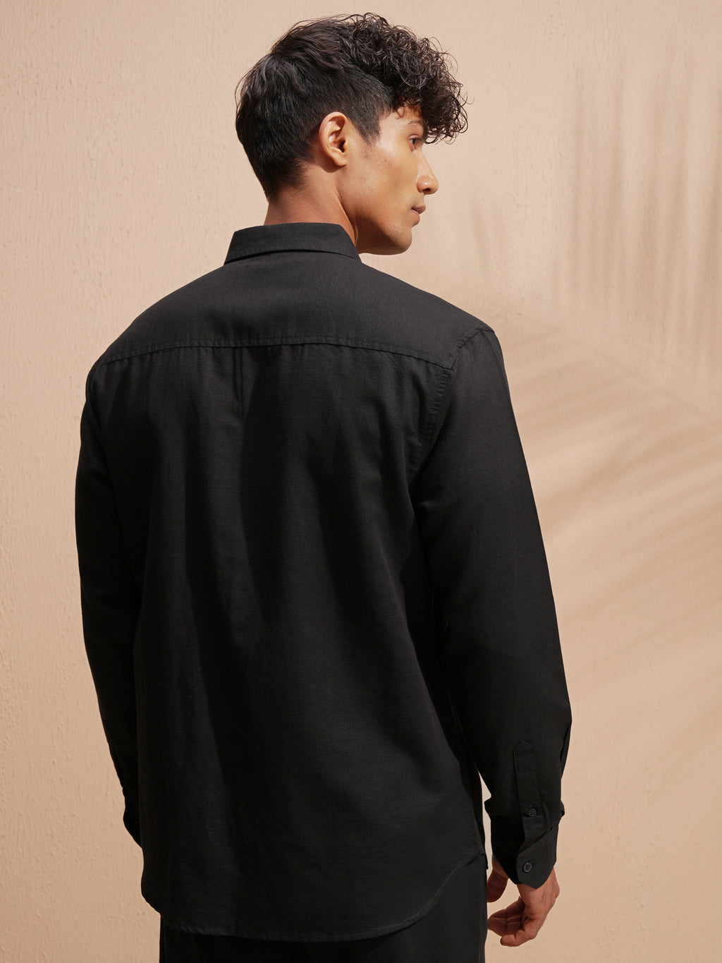 Highlander Men Black Self Design Relaxed Fit Casual Shirt - Black - Image 3