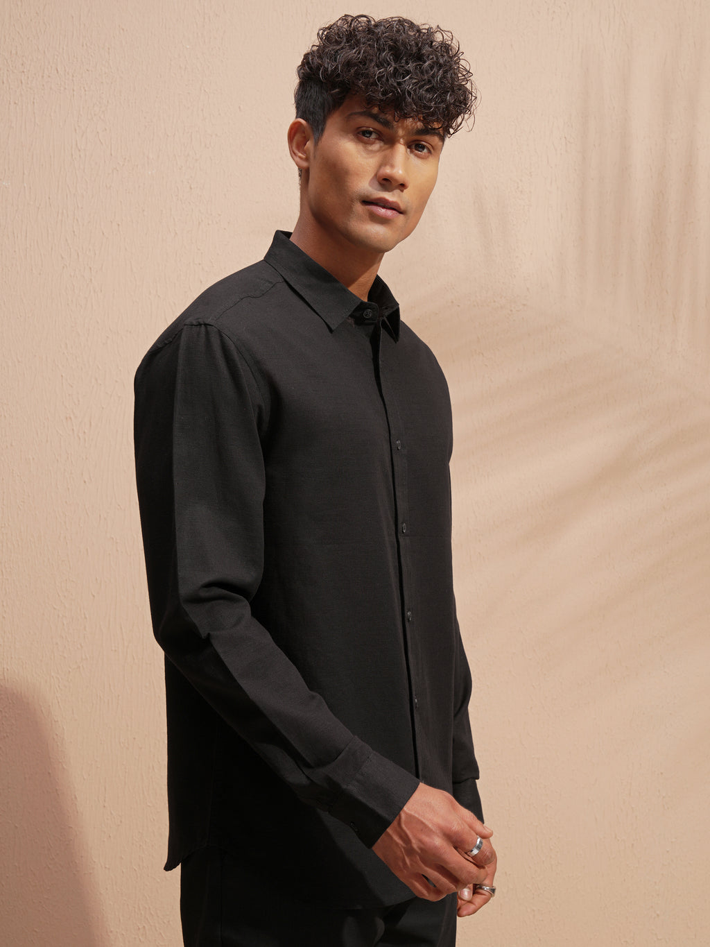 Highlander Men Black Self Design Relaxed Fit Casual Shirt - Black - Image 6