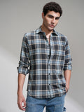 Highlander Men Charcoal Checked Slim Fit Casual Shirt - Charcoal - Image 1