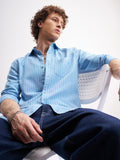 Highlander Men Blue Striped Slim Fit Casual Shirt - Blue - Image 1