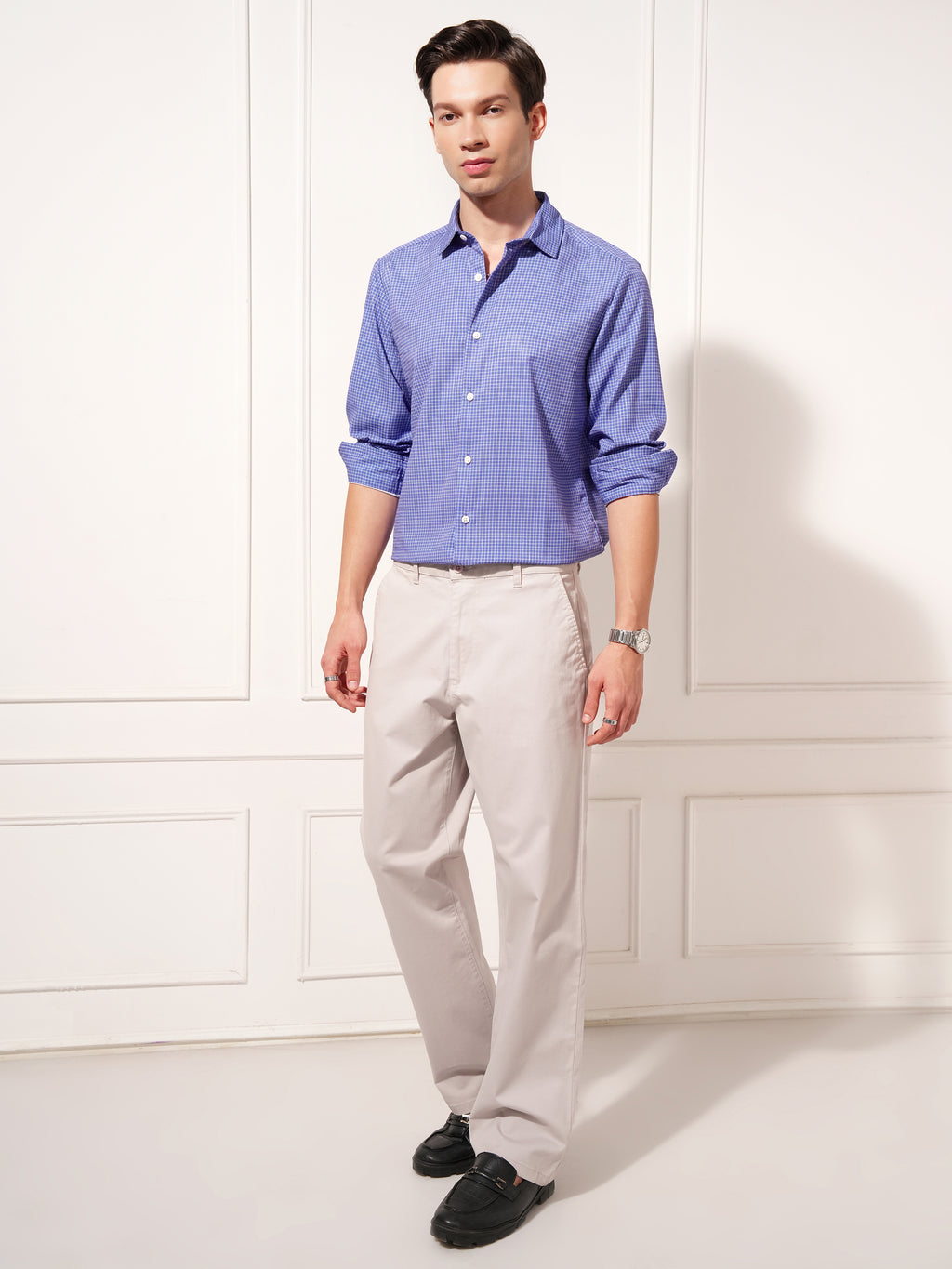Highlander Men Blue Checked Slim Fit Casual Shirt - Blue - Image 2