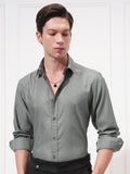 Highlander Men Grey Self Design Slim Fit Casual Shirt - Grey - Image 1
