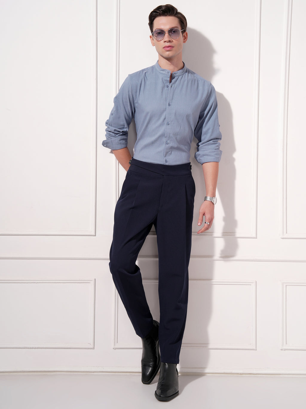 Highlander Men Blue Solid Slim Fit Casual Shirt - Blue - Image 2