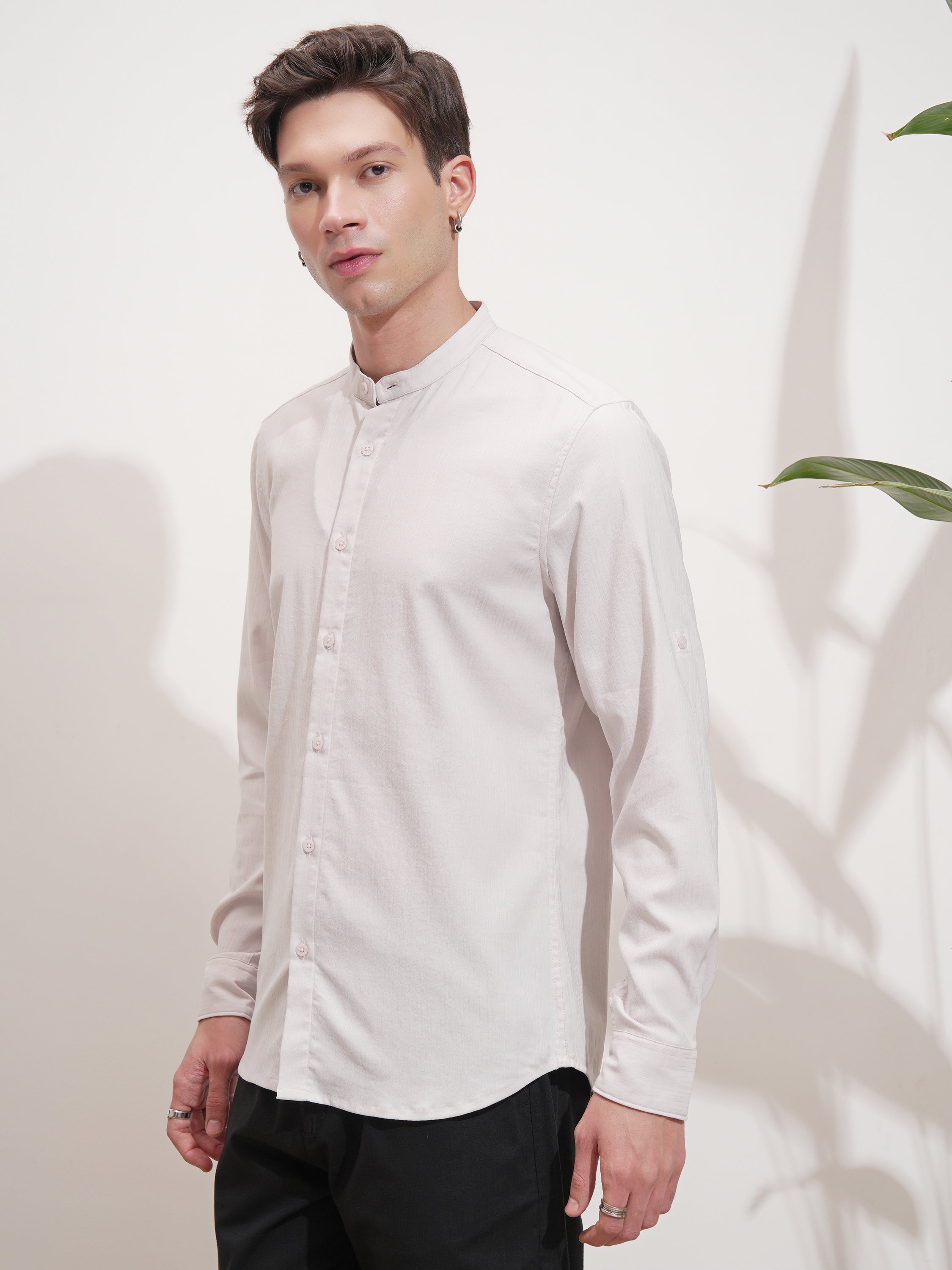 Highlander Men Pink Self Design Slim Fit Casual Shirt - Pink - Image 4