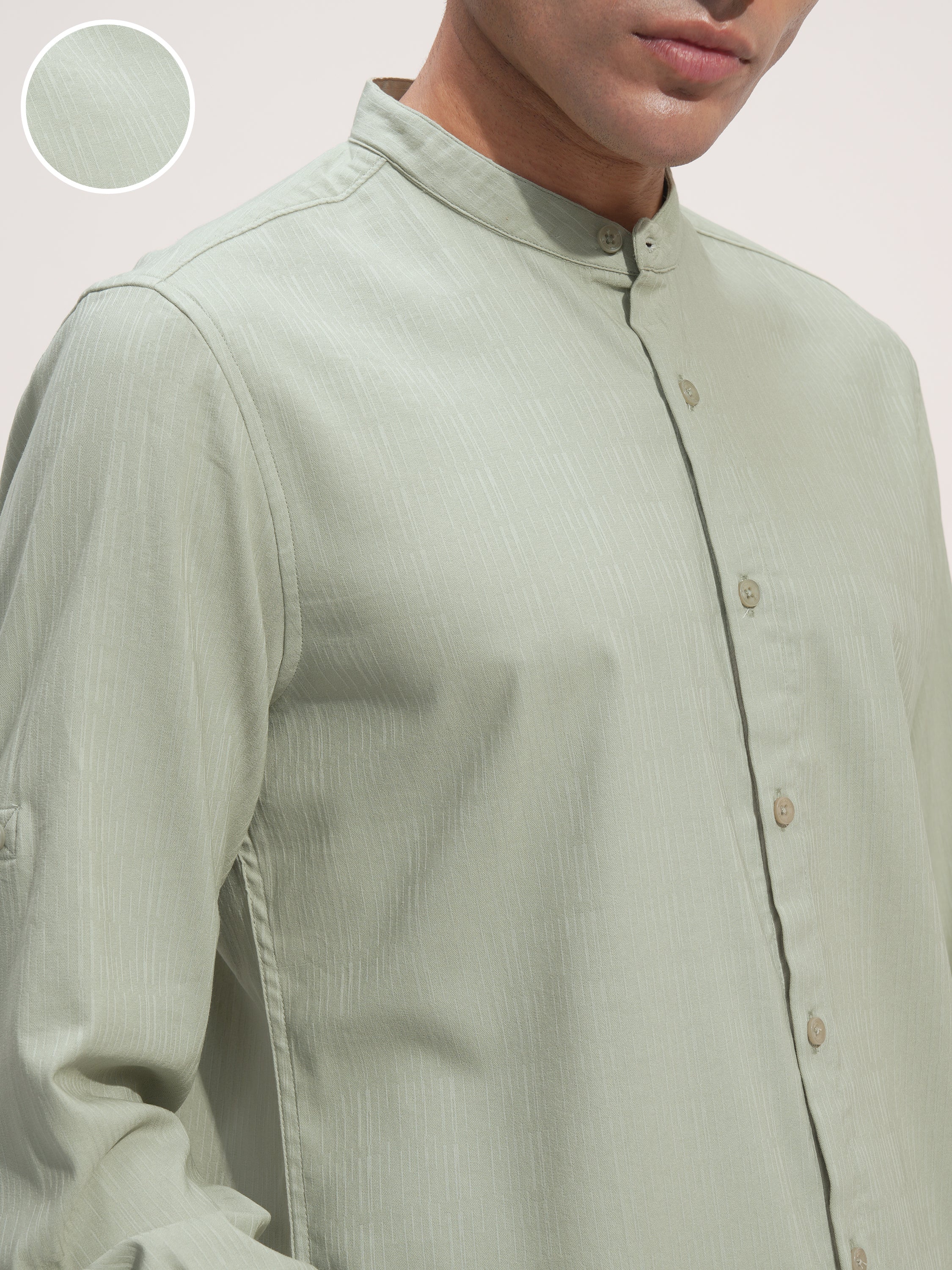 Highlander Men Green Solid Slim Fit Casual Shirt - Green - Image 5