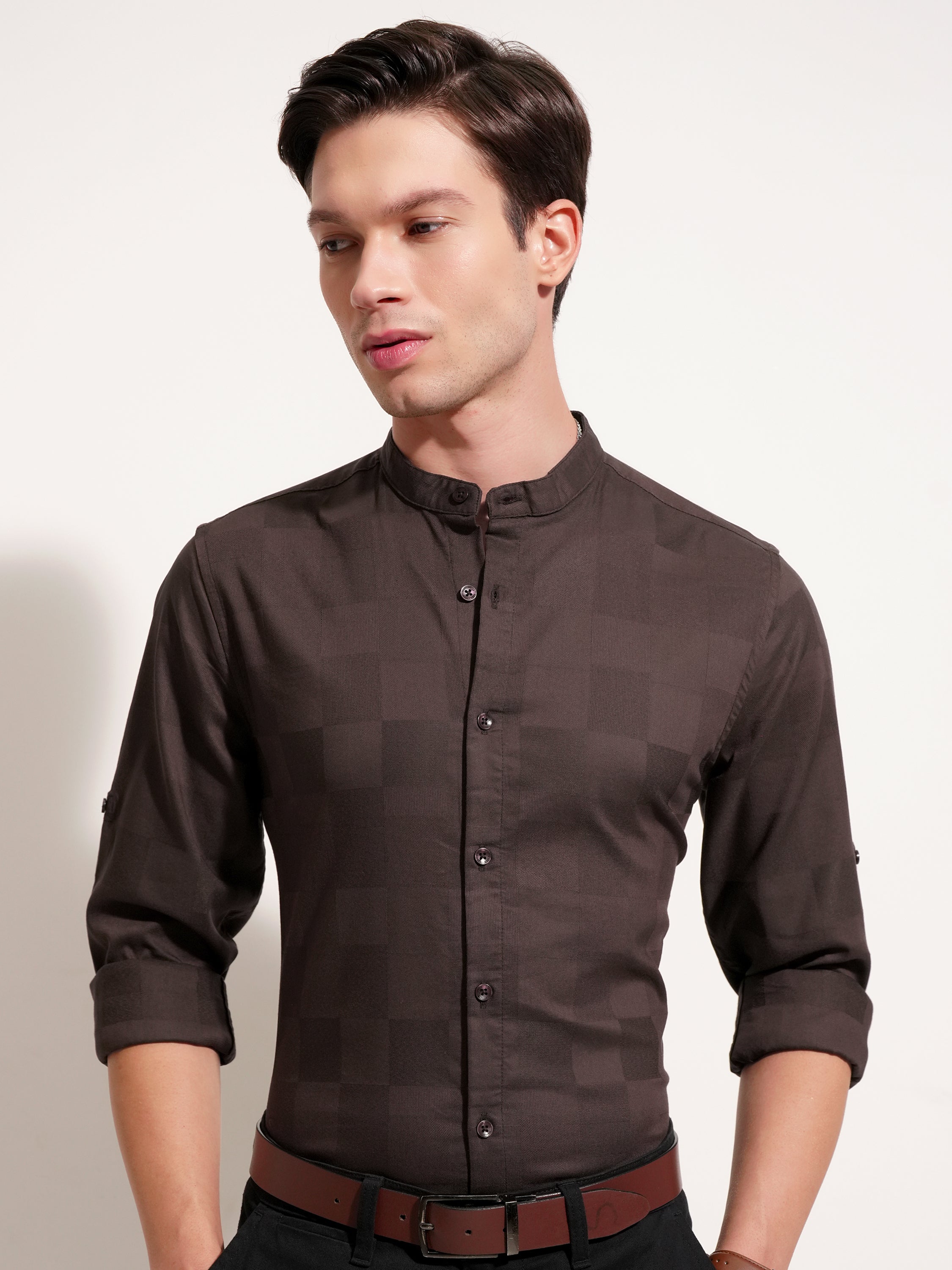 Highlander Men Brown Solid Relaxed Fit Casual Shirt - Brown - Image 1