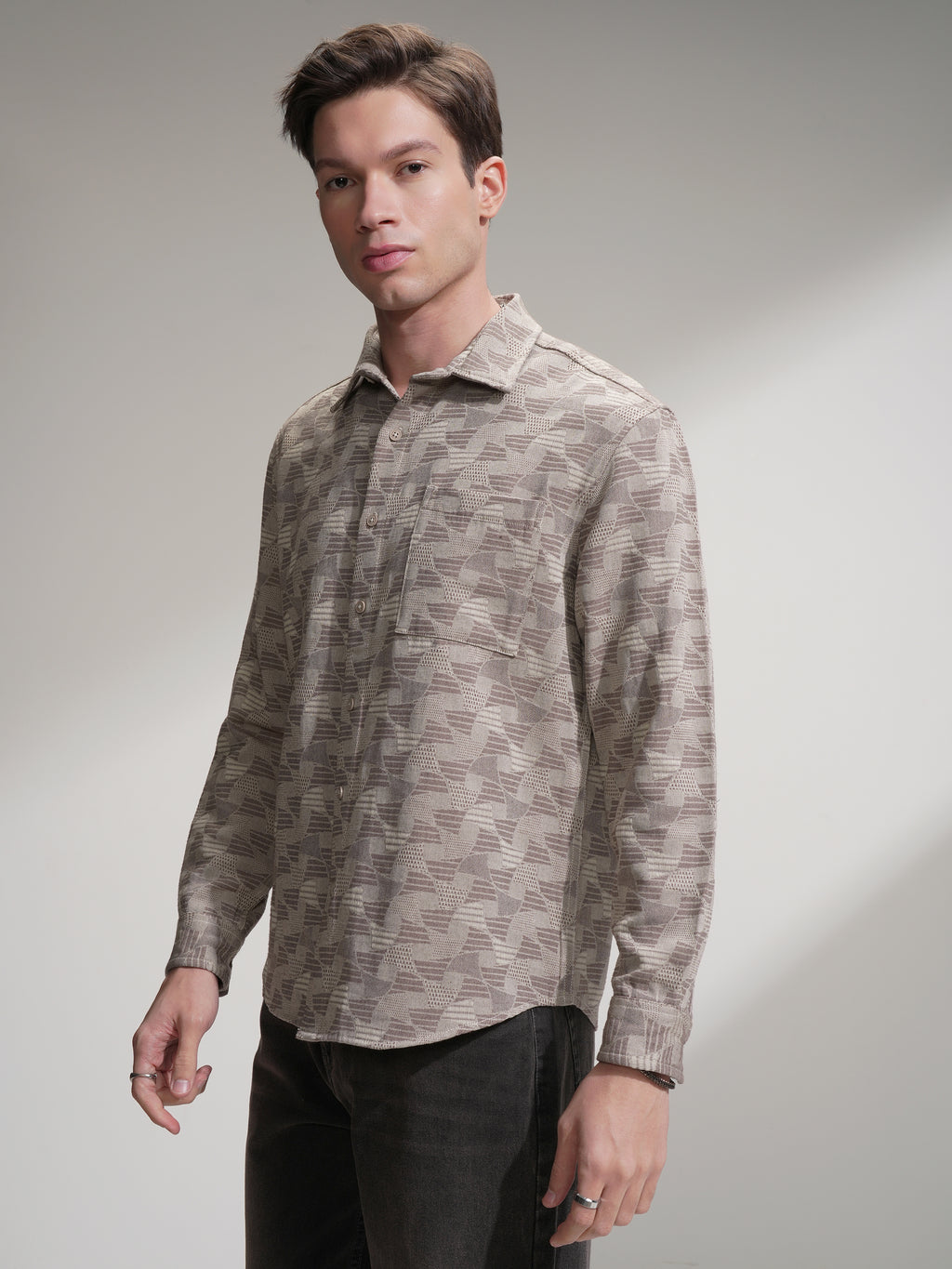 Highlander Men Beige Printed Relaxed Fit Casual Shirt - Beige - Image 4