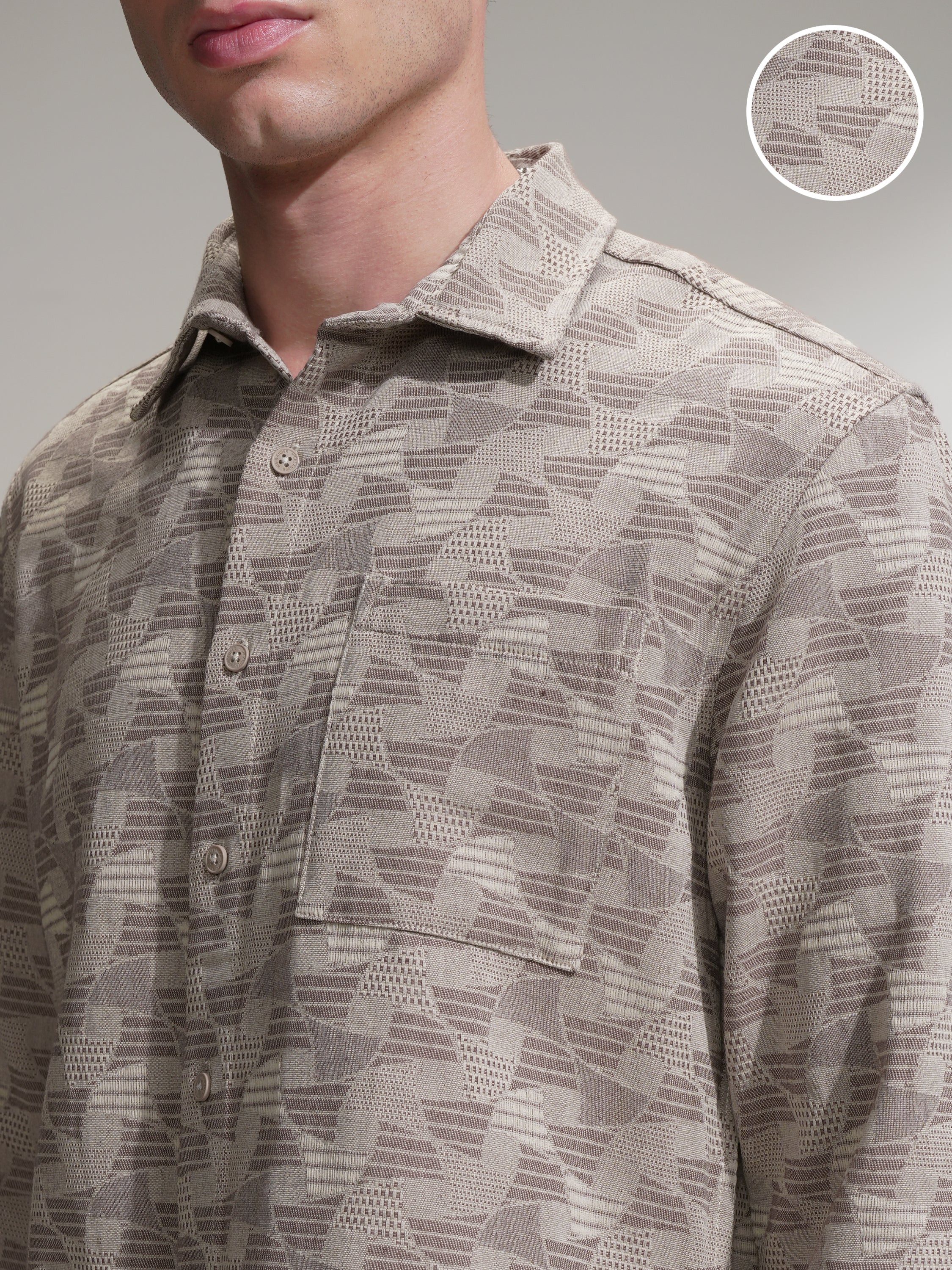 Highlander Men Beige Printed Relaxed Fit Casual Shirt - Beige - Image 5