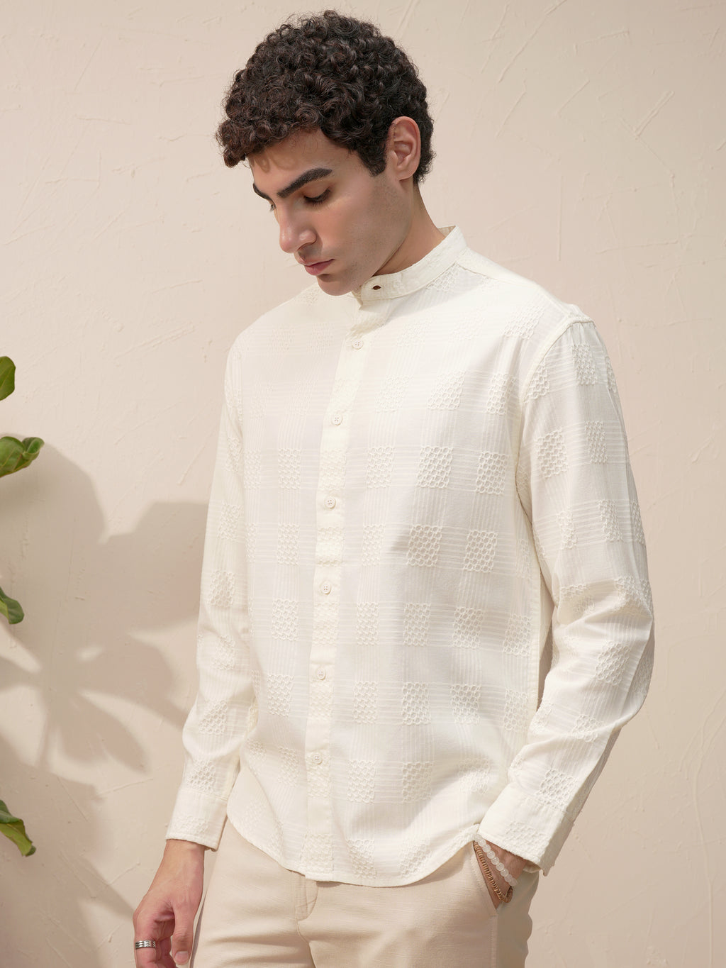 Highlander Men White Self Design Relaxed Fit Casual Shirt - White - Image 4