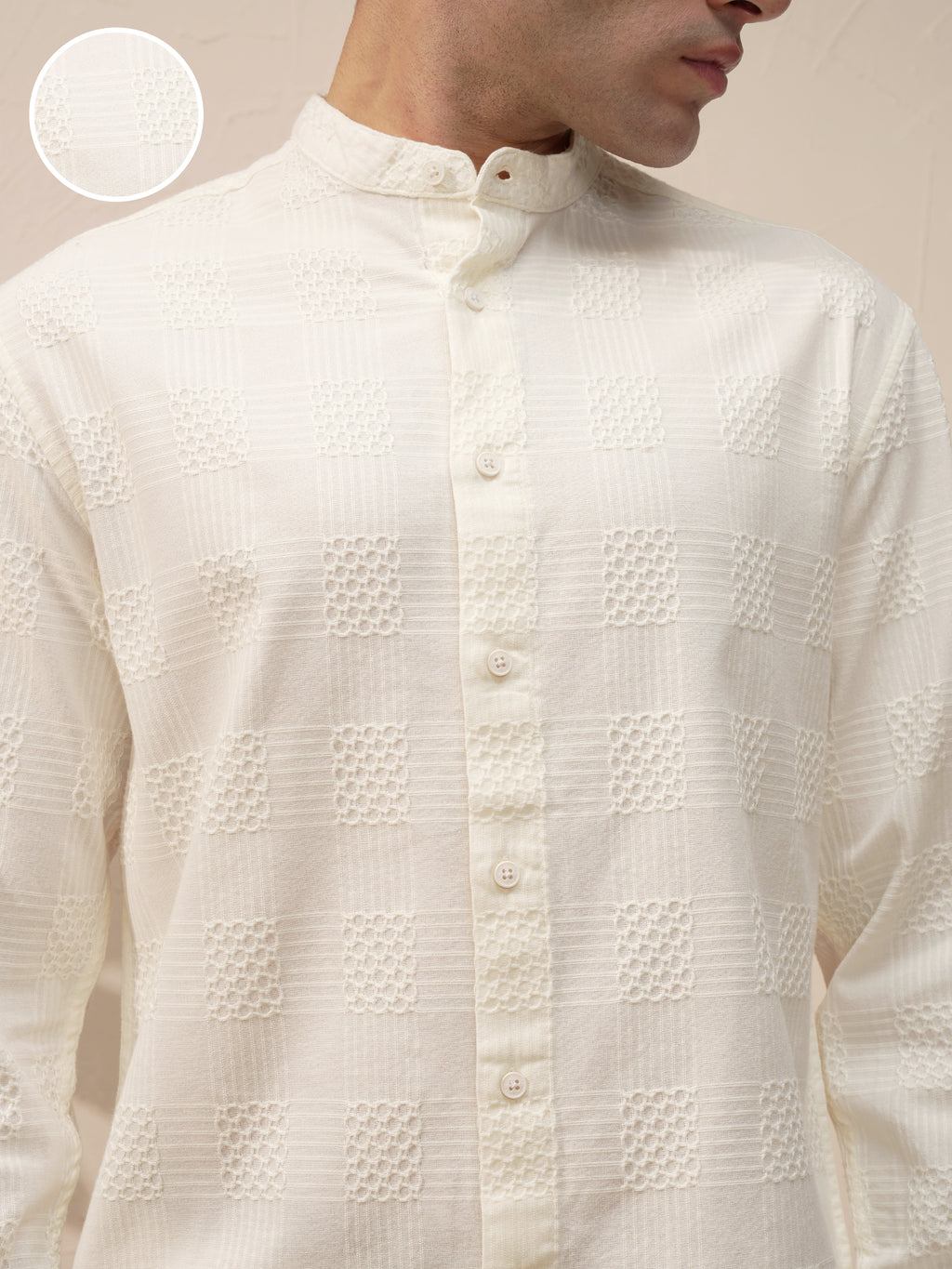 Highlander Men White Self Design Relaxed Fit Casual Shirt - White - Image 5