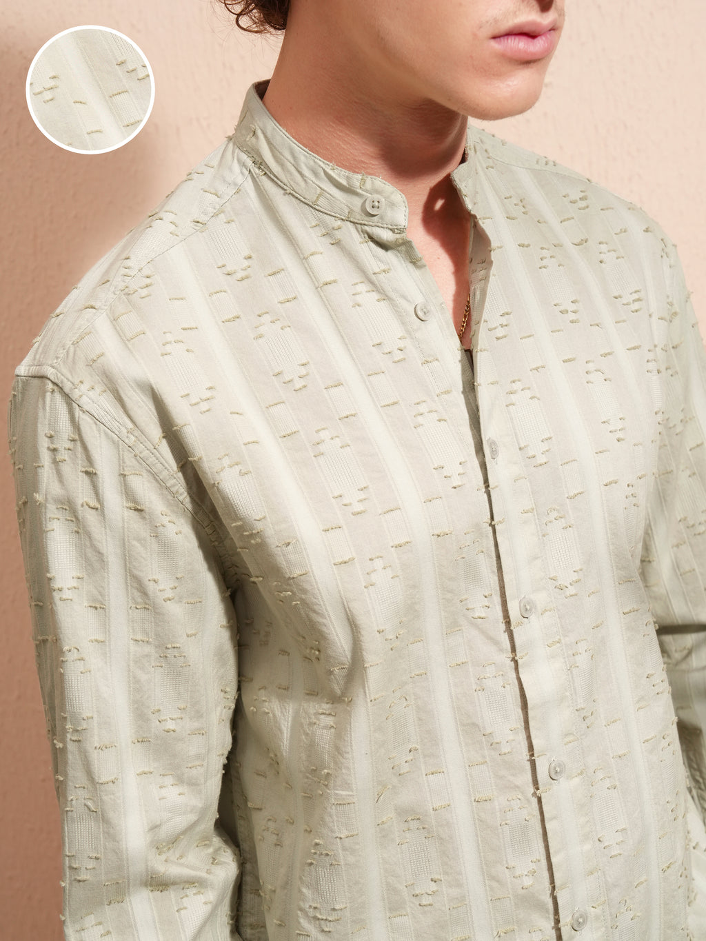 Highlander Men Teal Self Design Relaxed Fit Casual Shirt - Teal - Image 5