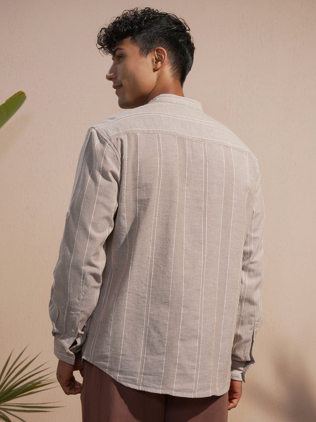 Highlander Men Brown Striped Relaxed Fit Casual Shirt - Brown - Image 3