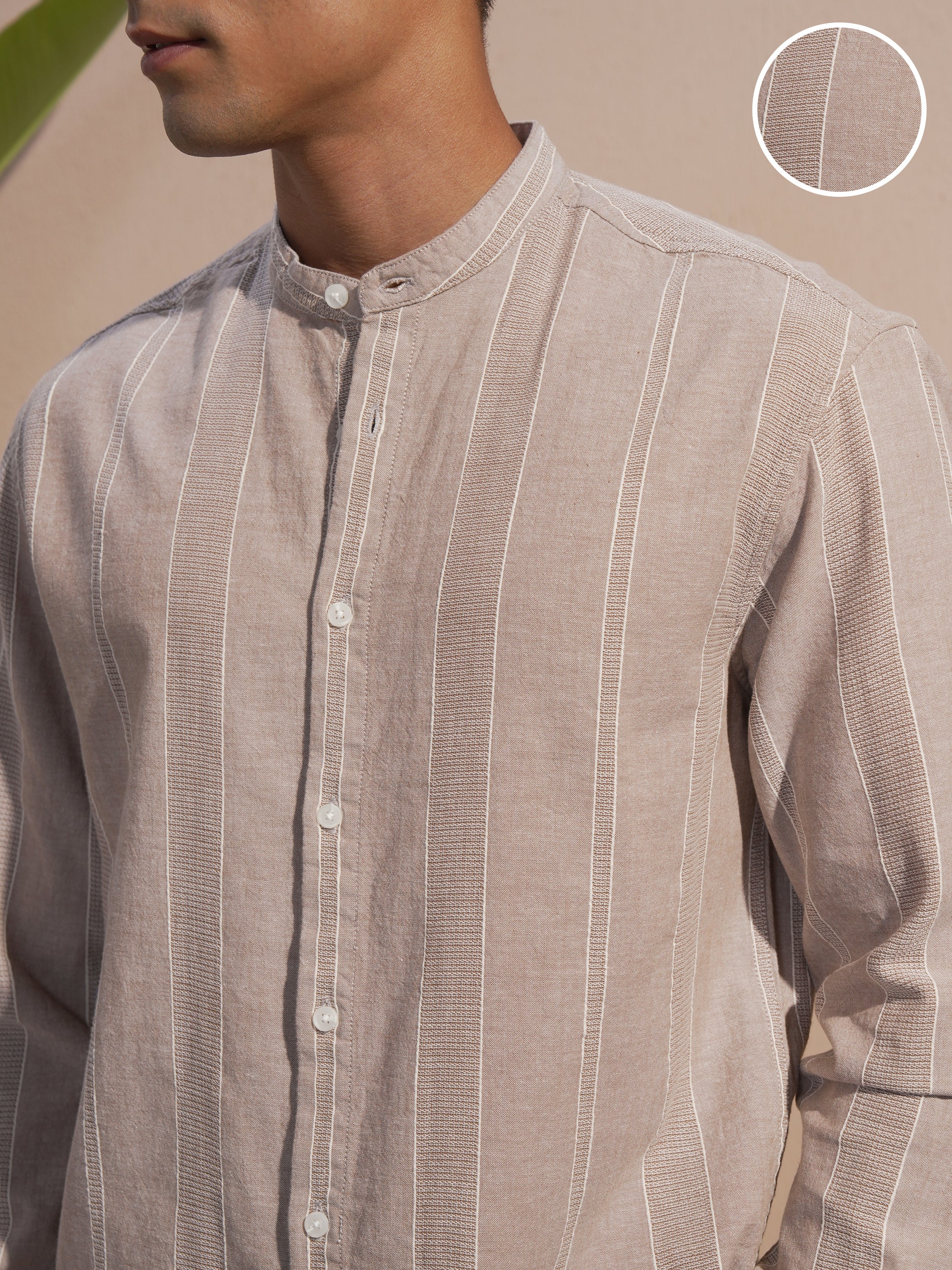 Highlander Men Brown Striped Relaxed Fit Casual Shirt - Brown - Image 5