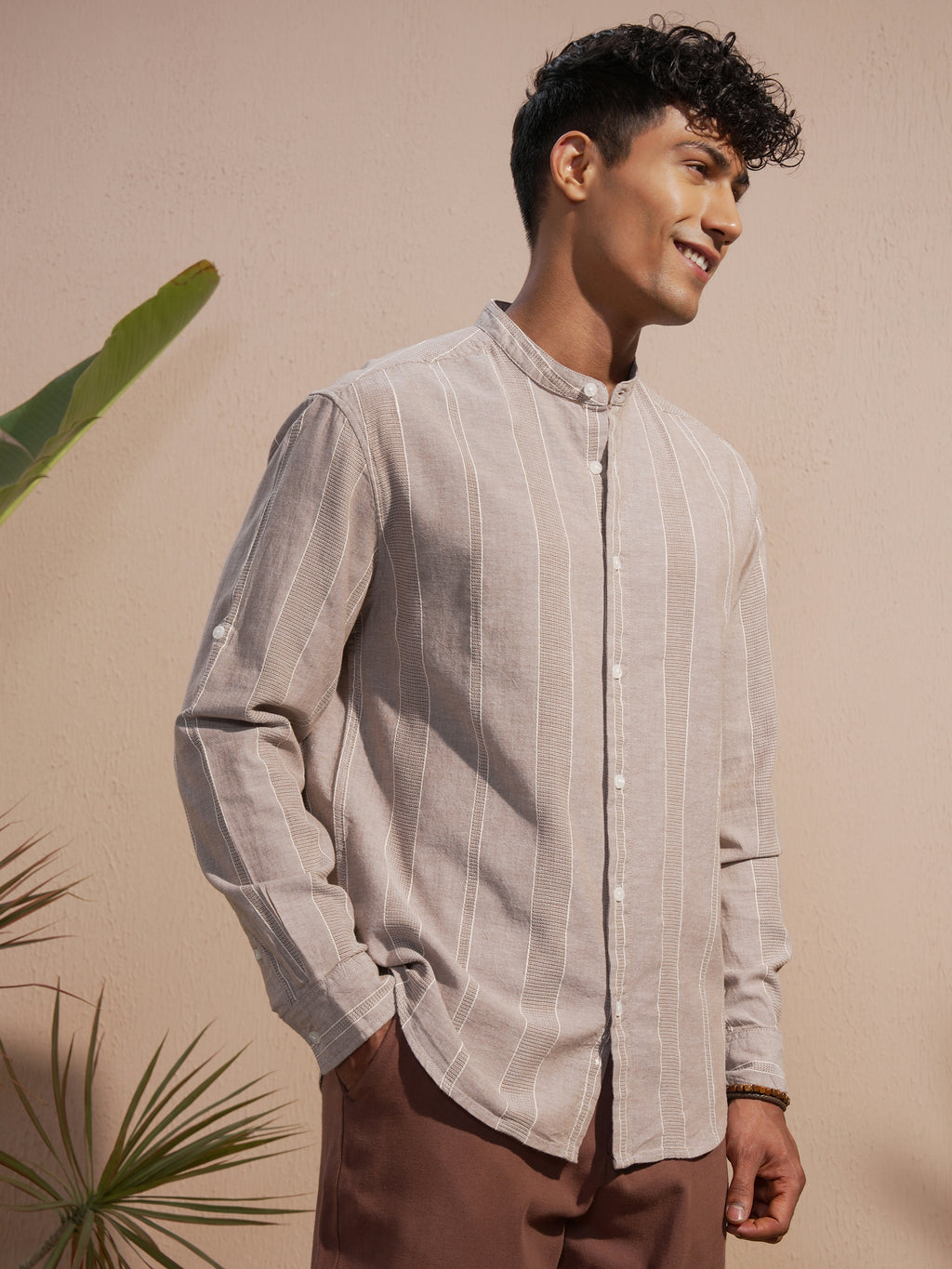 Highlander Men Brown Striped Relaxed Fit Casual Shirt - Brown - Image 6