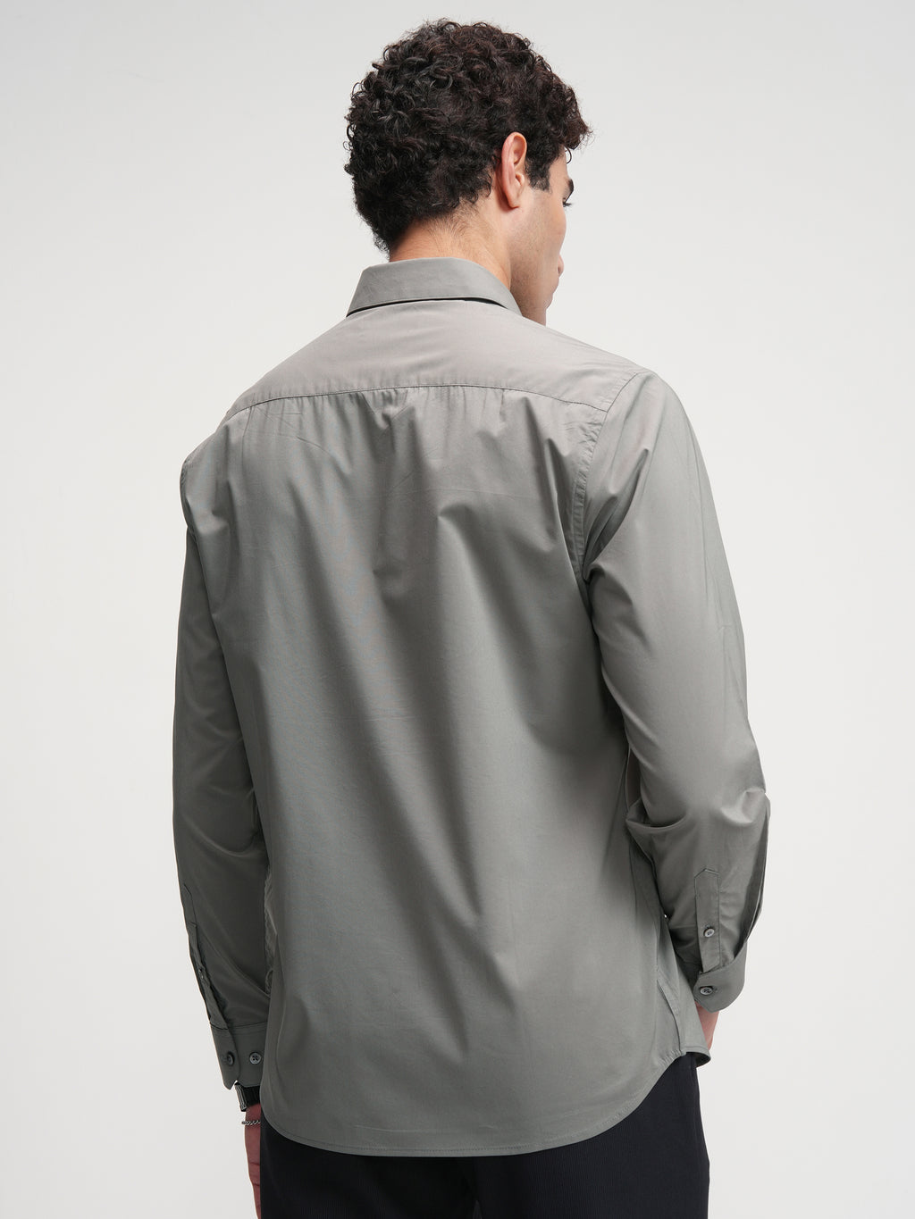 Highlander Men Grey Solid Slim Fit Casual Shirt - Grey - Image 3