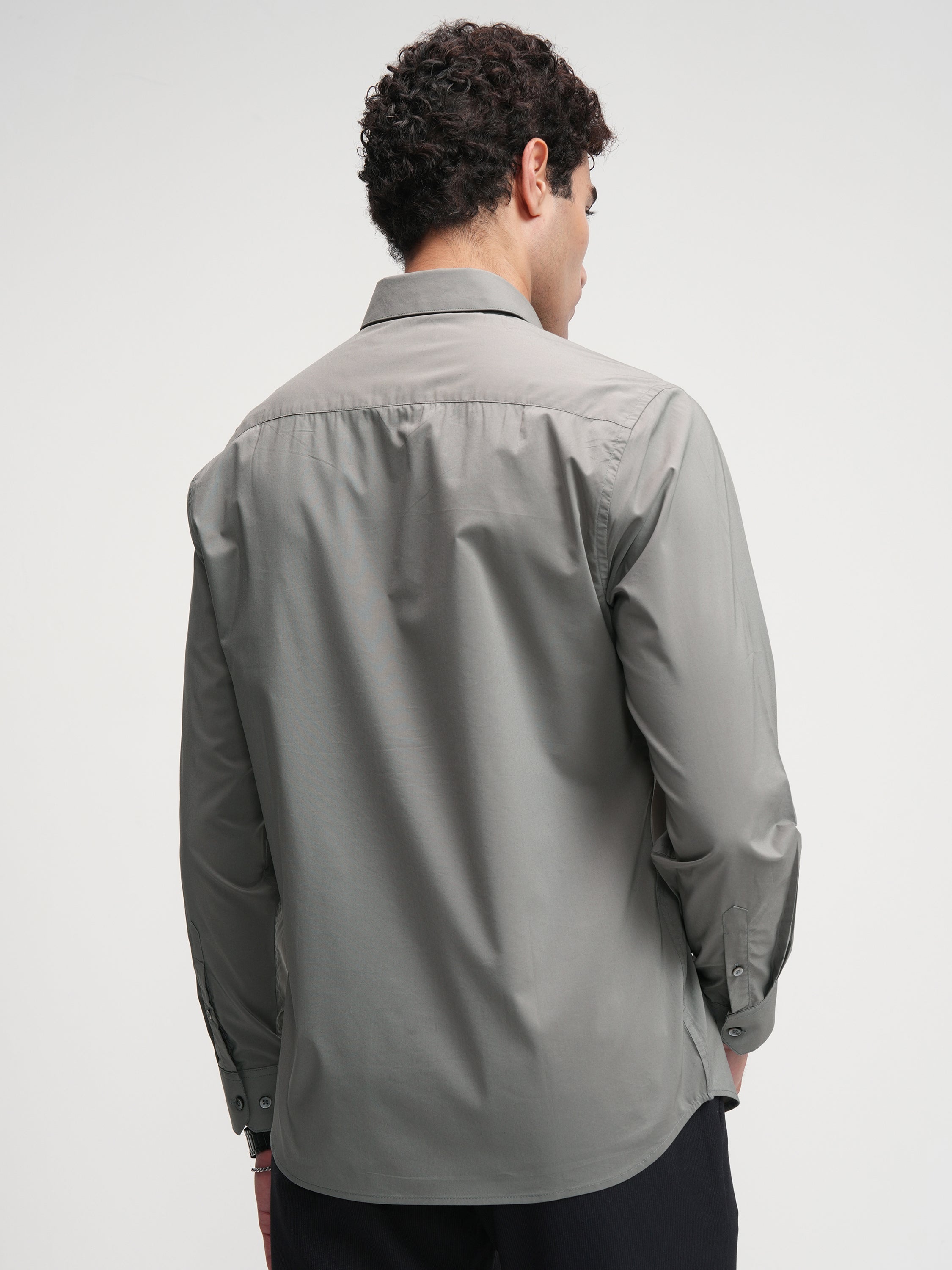 Highlander Men Grey Solid Slim Fit Casual Shirt - Grey - Image 3