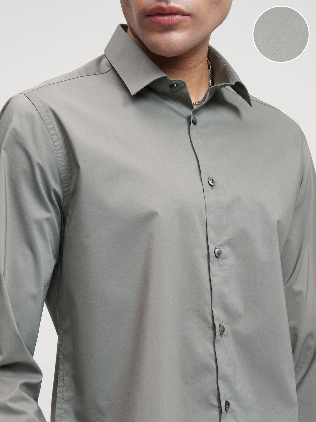 Highlander Men Grey Solid Slim Fit Casual Shirt - Grey - Image 5
