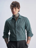 Highlander Men Green Self Design Slim Fit Casual Shirt - Green - Image 1