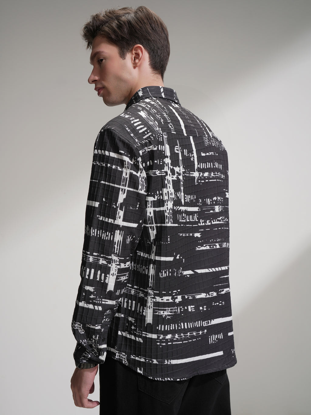 Highlander Men Black Printed Relaxed Fit Casual Shirt - Black - Image 3
