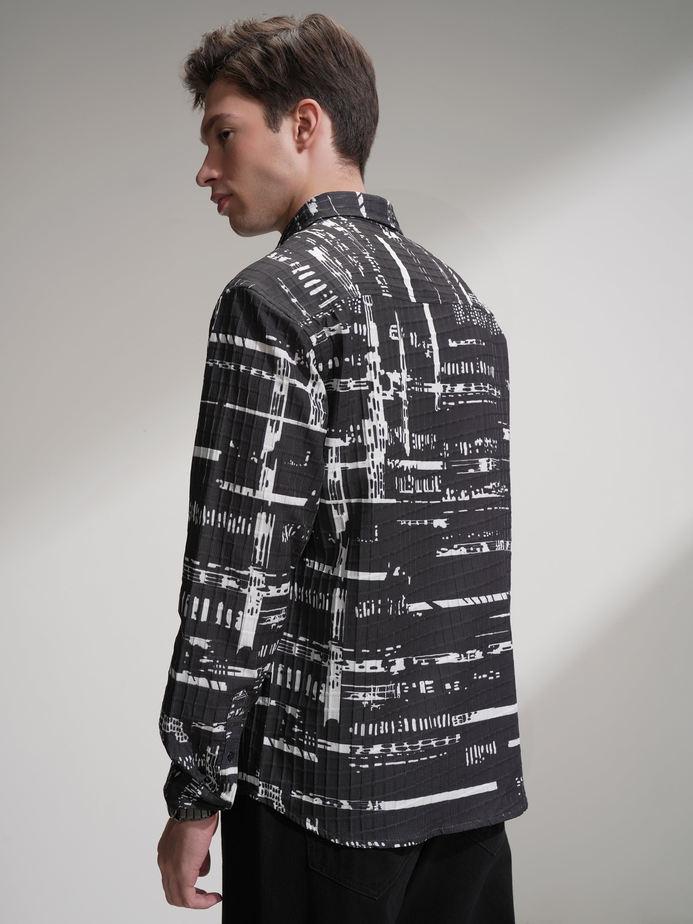Highlander Men Black Printed Relaxed Fit Casual Shirt - Black - Image 3