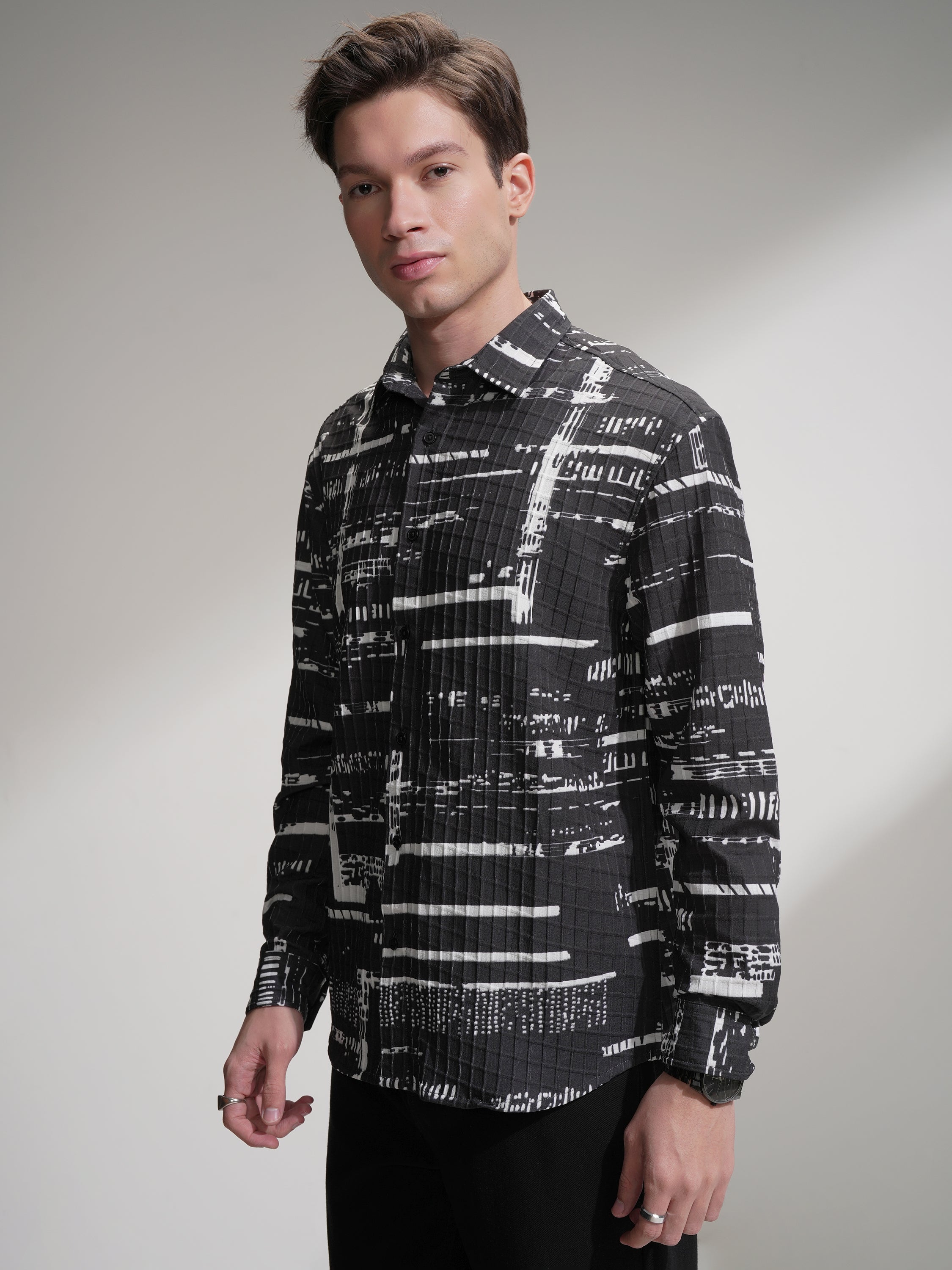 Highlander Men Black Printed Relaxed Fit Casual Shirt - Black - Image 4
