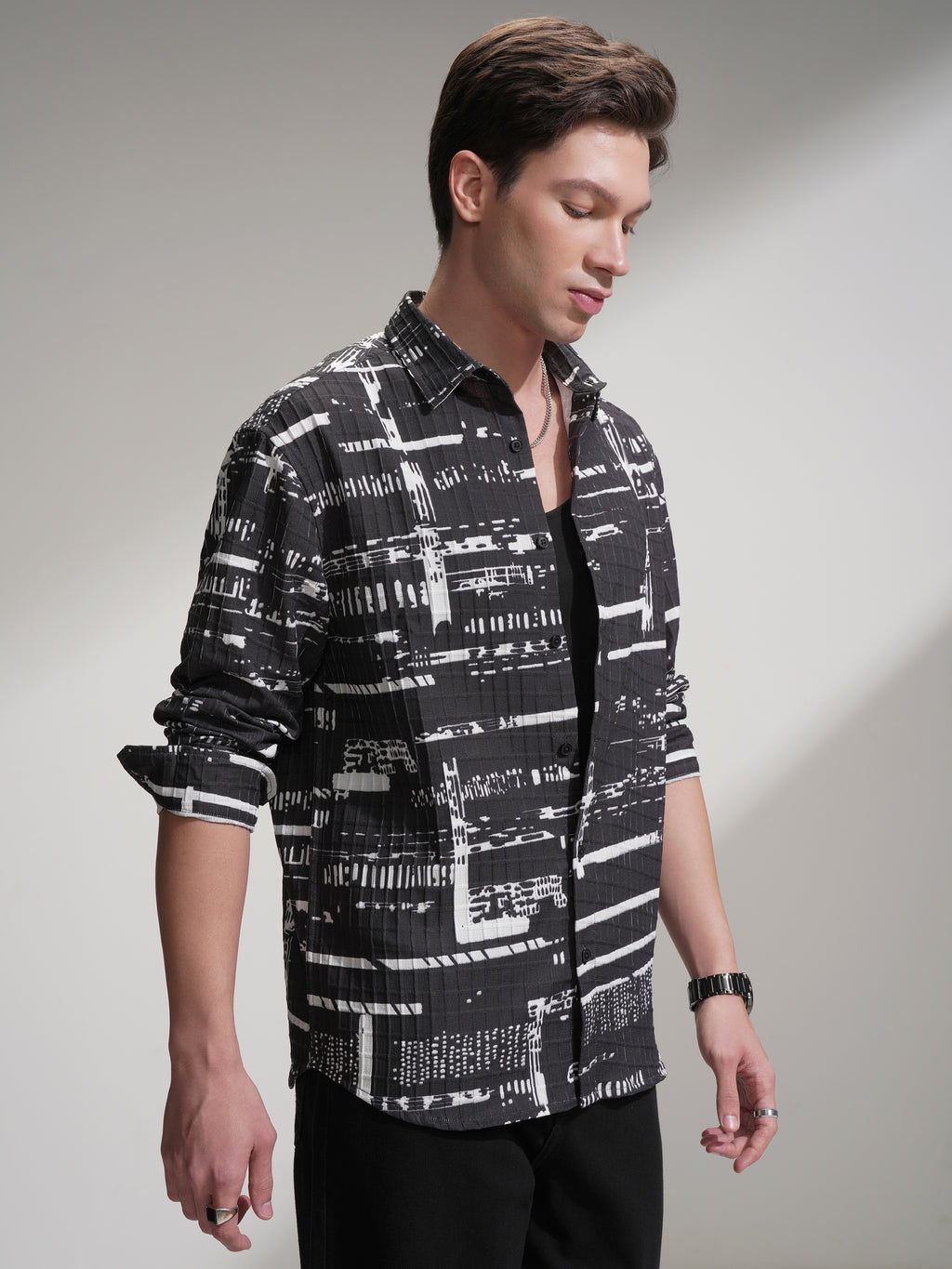 Highlander Men Black Printed Relaxed Fit Casual Shirt - Black - Image 6