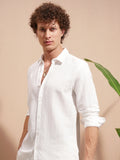 Highlander Men White Striped Slim Fit Casual Shirt - White - Image 1