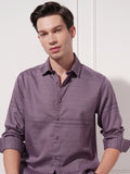 Highlander Men Purple Self Design Slim Fit Casual Shirt - Purple - Image 1