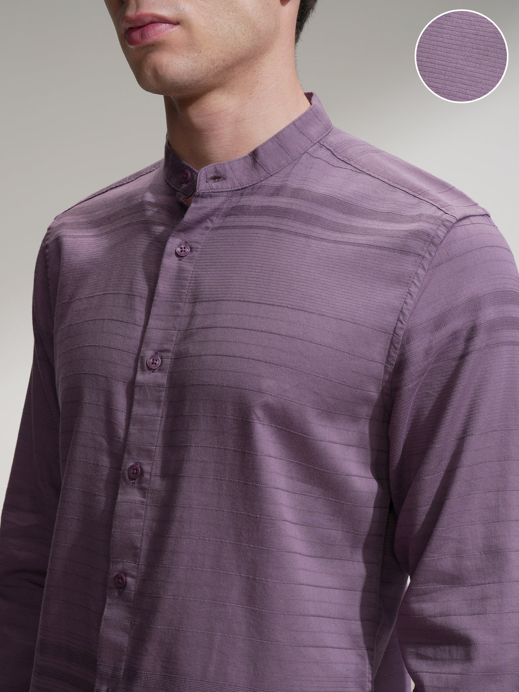 Highlander Men Purple Striped Slim Fit Casual Shirt - Purple - Image 5