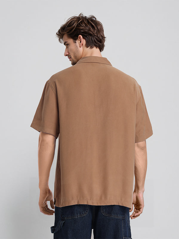 Highlander Men Rust Solid Relaxed Fit Casual Shirt - Rust - Image 3